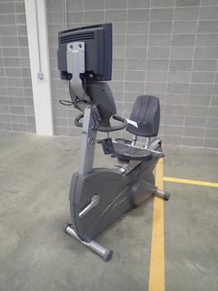 Life Fitness Recumbent Bike w/ HDTV Monitor. SN CLR401862 *Note: Pedals Missing, This Item Is Located At 7103 68AVE NW- Location 2*