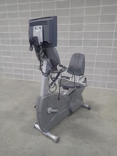 Life Fitness Recumbent Bike w/ HDTV Monitor. SN CLW102078 *Note: Missing Pedals, This Item Is Located At 7103 68AVE NW- Location 2*