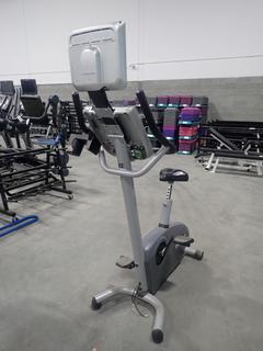 Precor 846i Upright Exercise Bike w/ 12in Cardio Theater Monitor. SN AGJZH28060007 *Note: Missing Rear Console Cover*