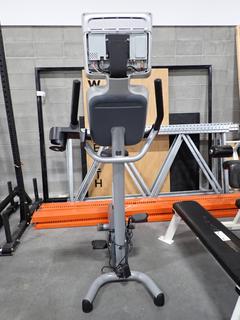 Precor Upright Exercise Bike w/ Cardio Theater Monitor. SN AGJZH2806008 *Note: Back Cover On Monitor Missing, Working Condition Unknown*
