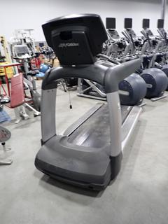 Life Fitness 95T Treadmill. SN TNT114804 *Note: Cover Piece Missing On Back Of Display Monitor, Working Condition Unknown*