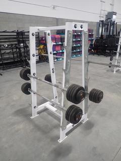 Hammer Strength 10-Tier Barbell Rack C/w (4) Barbells And Assorted Weights