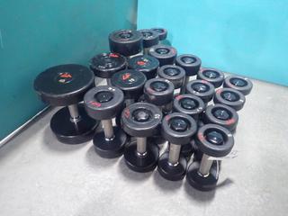 Qty Of (8) Pairs Of 5lb - 40lb Dumbbells C/w (5) Assorted Size Dumbbells