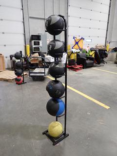 Medicine Ball Stand C/w (6) Assorted Size Medicine Balls *Note: This Item Is Located At 7103 68AVE NW- Location 2*