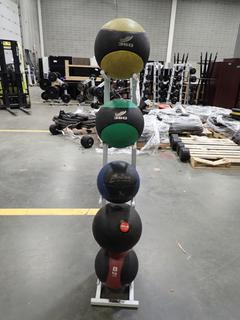 Power System Medicine Ball Stand C/w (5) Assorted Size Medicine Balls *Note: This Item Is Located At 7103 68AVE NW- Location 2*