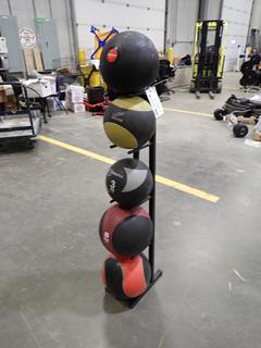 Medicine Ball Stand C/w (5) Assorted Size Medicine Balls *Note: This Item Is Located At 7103 68AVE NW- Location 2*