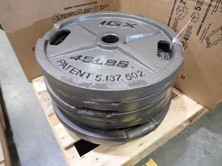 Qty Of (6) IGX 45lb Weight Plates *Note: This Item Is Located At 7103 68AVE NW- Location 2* 