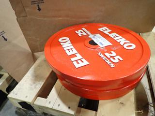 Qty Of (6) Eleiko Sweden 25kg Weights *Note: This Item Is Located At 7103 68AVE NW- Location 2* 