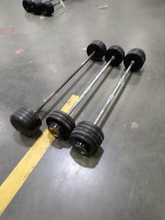 Qty Of (3) Straight Bars C/w (1) 110lb, (2) 8lb And (3) 75lb Weights  *Note: This Item Is Located At 7103 68AVE NW- Location 2*
