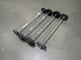 Qty Of (4) Straight Bars C/w 20lb, 50lb, 60lb And 70lb Weights  *Note: This Item Is Located At 7103 68AVE NW- Location 2*