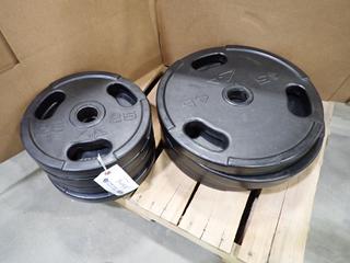 Qty Of (4) 25lb And (4) 45lb Weights *Note: This Item Is Located At 7103 68AVE NW- Location 2*