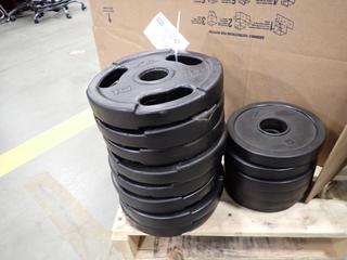 Qty Of (6) 5lb And (8) 10lb Weights *Note: This Item Is Located At 7103 68AVE NW- Location 2*