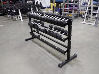 3-Tier Dumbbell Rack C/w 7.5lb - 15lb Dumbbells *Note: This Item Is Located At 7103 68AVE NW- Location 2*