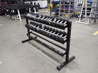 3-Tier Dumbbell Rack C/w 2.5lb - 15lb Dumbbells *Note: This Item Is Located At 7103 68AVE NW- Location 2*