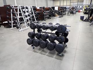 3-Tier Weight Plate Rack C/w Assorted Weight Plates And Bars *Note: This Item Is Located At 7103 68AVE NW- Location 2*