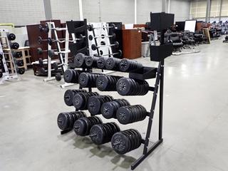 Weight Plate Storage Rack C/w Assorted Weight Plates *Note: This Item Is Located At 7103 68AVE NW- Location 2*