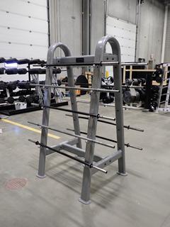 York Barbell Rack C/w (10) Bars *Note: This Item Is Located At 7103 68AVE NW- Location 2*