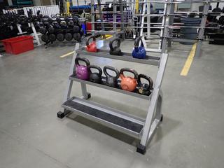 3-Tier Kettlebell Rack C/e Assorted Kettlebells *Note: This Item Is Located At 7103 68AVE NW- Location 2*