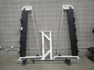 Life Fitness Smith Machine w/ Plate Racks, *Note: Disassembled, This Item Is Located At 7103 68AVE NW- Location 2*