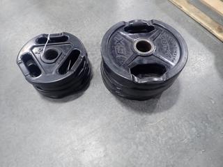 Qty Of (4) IGX 25lb Weight Plates And (4) Jade 10lb Weight Plates