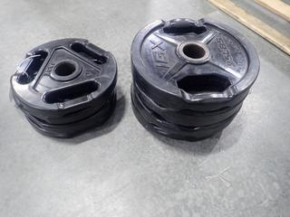 Qty Of (4) IGX 25lb Weight Plates And (4) Jade 10lb Weight Plates