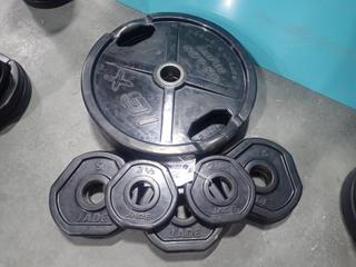 Qty Of 2 1/2lb, 5lb And (2) 45lb Weight Plates