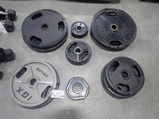 Qty Of (4) 45lb, (3) 25lb, (2) 10lb, (2) 35lb And (1) 5lb And (1) 2.5lb Weight Plates