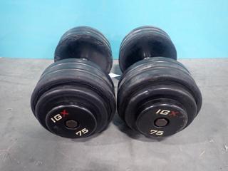 (2) IGX 75lb Dumbbells