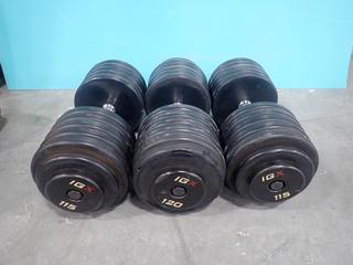 (2) IGX 115lb And (1) 120lb Dumbbells