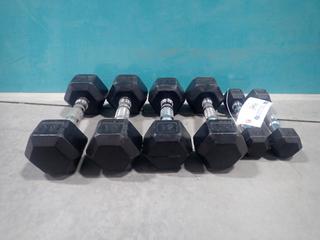 (2) 3lb, (2) 12lb And (2) 15lb Hex Dumbbells