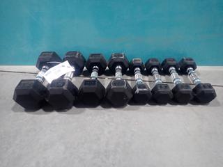 Qty Of (4) 5lb, (2) 10lb And (2) 15lb Hex Dumbbells