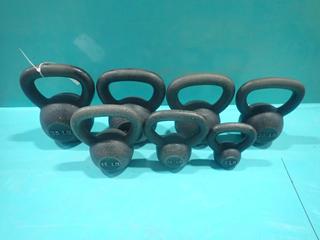 (1) 5lb, (1) 10lb, (1) 15lb, (1) 20lb, (1) 25lb, (1) 30lb And (1) 35lb Kettlebells