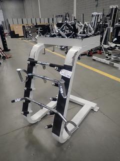 Gym Bar Rack w/ Hanging Hooks C/w Assorted Gym Bars And Clips *Note: This Item Is Located At 7103 68AVE NW- Location 2*