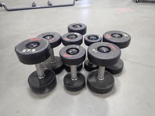 Qty Of 7.5lb, 12.5lb, 15lb, 17.5lb, 20lb And 27.5lb GPI Dumbbells *Note: This Item Is Located At 7103 68AVE NW- Location 2*