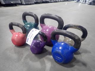 (1) 10kg, (1) 12kg, (1) 20kg, (1) 24kg And (2) Unknown Size Kettlebells