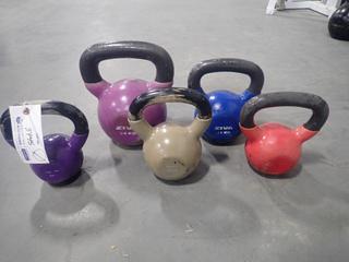 (1) 6kg, (1) 10kg, (1) 12kg, (1) 24kg And (1) Unknown Size Kettlebells