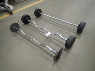 (2) Curved And (1) Straight Bar C/w 30lb, 50lb And 60lb Weights  *Note: This Item Is Located At 7103 68AVE NW- Location 2*