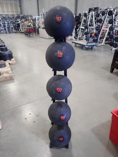 Fitter First Medicine Ball Stand C/w Assorted Medicine Balls *Note: This Item Is Located At 7103 68AVE NW- Location 2*