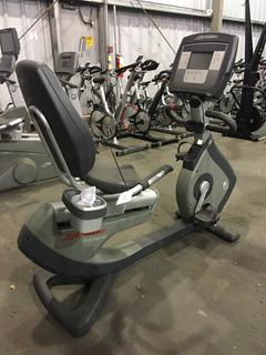 Life Fitness 95R Life Cycle Recumbent Bike c/w Programmed Workouts & Touchscreen Display. S/N ARL103214.