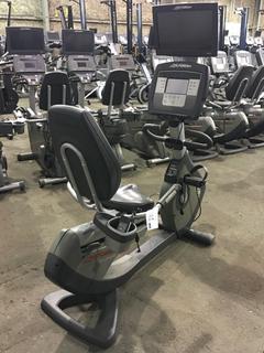 Life Fitness 95R Life Cycle Recumbent Bike c/w Programmed Workouts & Touchscreen Display. S/N ARL103636.