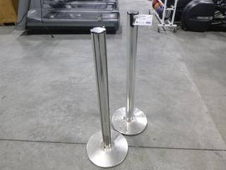 (2) SES Heavy Duty Stainless Retractable Belt Post Barriers