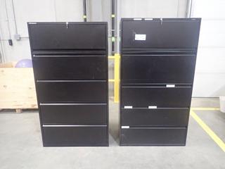 3ft X 20in X 64in 5-Drawer Filing Cabinet C/w 3ft X 18in X 66in 5-Drawer Filing Cabinet. *Note: This Item Is Located At 7103 68AVE NW- Location 2*