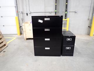 3ft X 19in X 53in 4-Drawer Filing Cabinet C/w (1) 15in X 27in X 29in 2-Drawer Filing Cabinet. *Note: This Item Is Located At 7103 68AVE NW- Location 2*