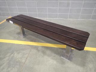65 3/4in X 17in X 18in Wood Bench w/ Metal Supports *Note: This Item Is Located At 7103 68AVE NW- Location 2*