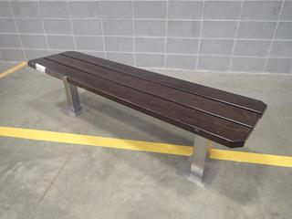 65 3/4in X 17in X 18in Wood Bench w/ Metal Supports *Note: This Item Is Located At 7103 68AVE NW- Location 2*
