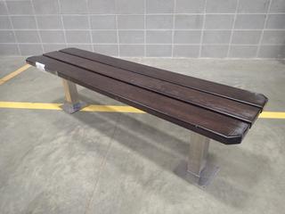 65 3/4in X 17in X 18in Wood Bench w/ Metal Supports *Note: Has Minor Scratches, This Item Is Located At 7103 68AVE NW- Location 2*