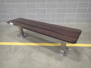 65 3/4in X 17in X 18in Wood Bench w/ Metal Supports *Note: Has Minor Scratches, This Item Is Located At 7103 68AVE NW- Location 2*