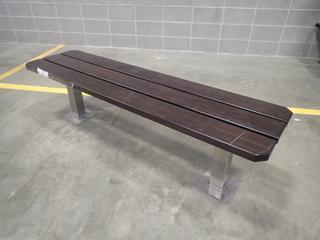 65 3/4in X 17in X 18in Wood Bench w/ Metal Supports *Note: Has Minor Scratches, This Item Is Located At 7103 68AVE NW- Location 2*