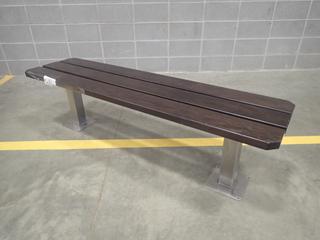 65 3/4in X 17in X 18in Wood Bench w/ Metal Supports *Note: Has Minor Scratches, This Item Is Located At 7103 68AVE NW- Location 2*