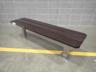 65 3/4in X 17in X 18in Wood Bench w/ Metal Supports *Note: Has Minor Scratches, This Item Is Located At 7103 68AVE NW- Location 2*